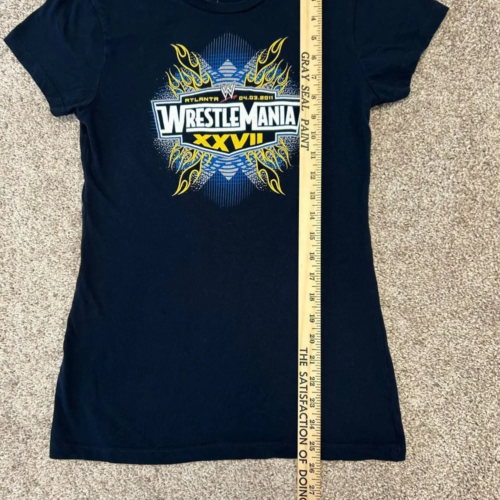 Wrestlemania XXVII 2011 WWE Double‎ Sided Shirt Women Size Large Atlanta Blue